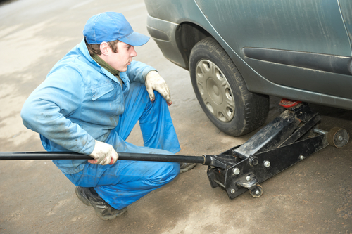 man using a jack